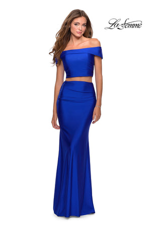 La Femme 28578 prom dress images.  La Femme 28578 is available in these colors: Red, Royal Blue, Royal Purple.