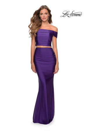 La Femme 28578 prom dress images.  La Femme 28578 is available in these colors: Red, Royal Blue, Royal Purple.