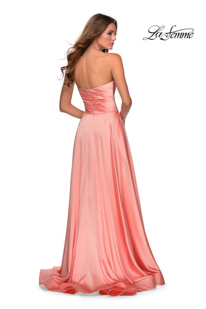 La Femme 28608 prom dress images.  La Femme 28608 is available in these colors: Blush, Emerald, Navy, Pale Yellow, Peach, Silver, White, Wine.