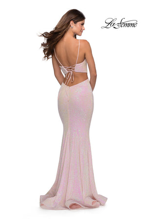 La Femme 28614 prom dress images.  La Femme 28614 is available in these colors: Light Pink.