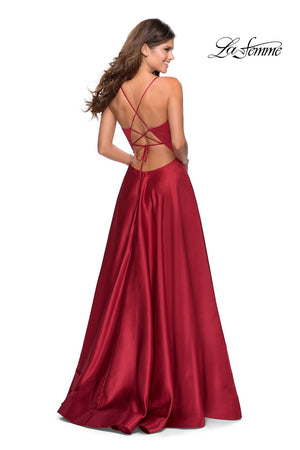 La Femme 28628 prom dress images.  La Femme 28628 is available in these colors: Deep Red, Lavender Gray, Pale Yellow, Royal Blue, Royal Purple.