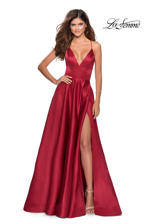 La Femme 28628 prom dress images.  La Femme 28628 is available in these colors: Deep Red, Lavender Gray, Pale Yellow, Royal Blue, Royal Purple.