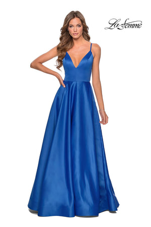 La Femme 28628 prom dress images.  La Femme 28628 is available in these colors: Deep Red, Lavender Gray, Pale Yellow, Royal Blue, Royal Purple.