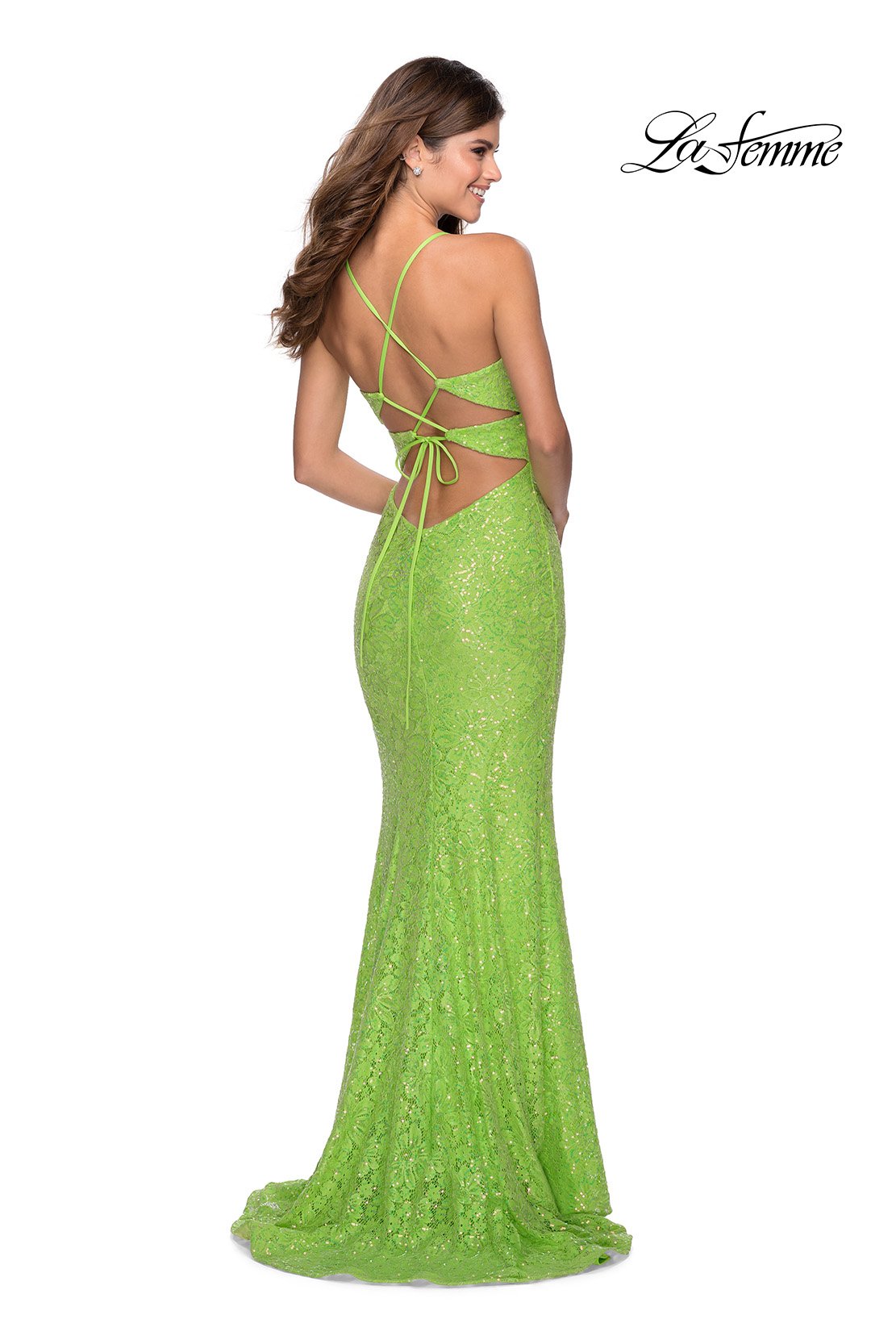 La Femme 28632 prom dress images.  La Femme 28632 is available in these colors: Aqua, Neon Green, Yellow.