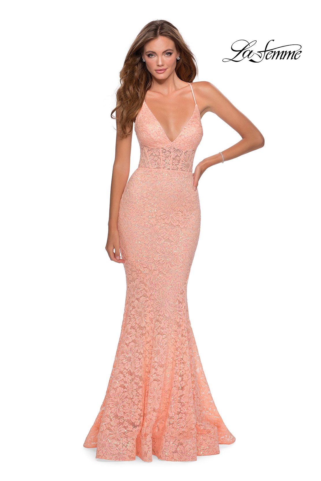 Peach and silver deals prom dresses