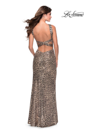 La Femme 28672 prom dress images.  La Femme 28672 is available in these colors: Leopard.
