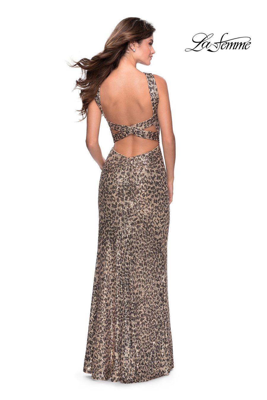La Femme 28672 prom dress images.  La Femme 28672 is available in these colors: Leopard.
