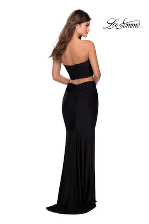 La Femme 28703 prom dress images.  La Femme 28703 is available in these colors: Black, Dark Berry, Light Periwinkle, Mauve, Red, Royal Blue.