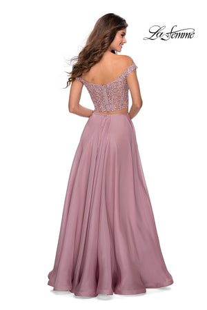 La Femme 28704 prom dress images.  La Femme 28704 is available in these colors: Mauve, Navy.