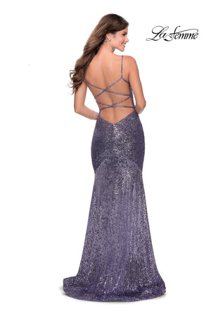 La Femme 28713 prom dress images.  La Femme 28713 is available in these colors: Lavender, Silver.