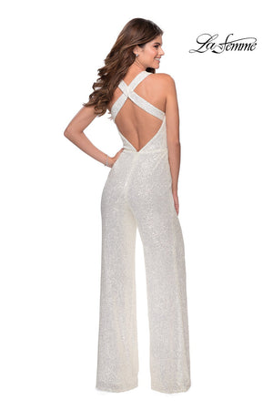 La Femme 28719 prom dress images.  La Femme 28719 is available in these colors: Black, Silver, White.