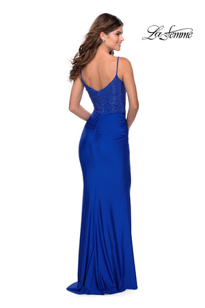 La Femme 28734 prom dress images.  La Femme 28734 is available in these colors: Royal Blue.