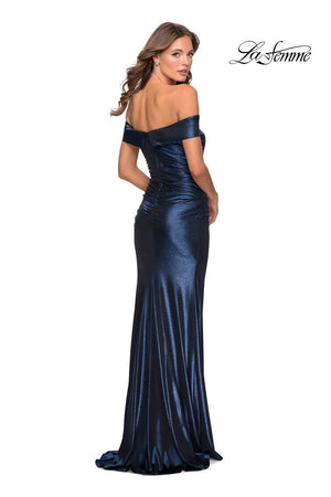 La Femme 28740 prom dress images.  La Femme 28740 is available in these colors: Navy, Peach.