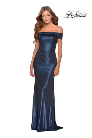 La Femme 28740 prom dress images.  La Femme 28740 is available in these colors: Navy, Peach.