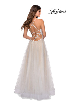 La Femme 28764 prom dress images.  La Femme 28764 is available in these colors: White.