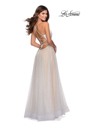 La Femme 28764 prom dress images.  La Femme 28764 is available in these colors: White.