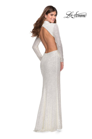 La Femme 28771 prom dress images.  La Femme 28771 is available in these colors: Black, Emerald, Red, Royal Blue, White.