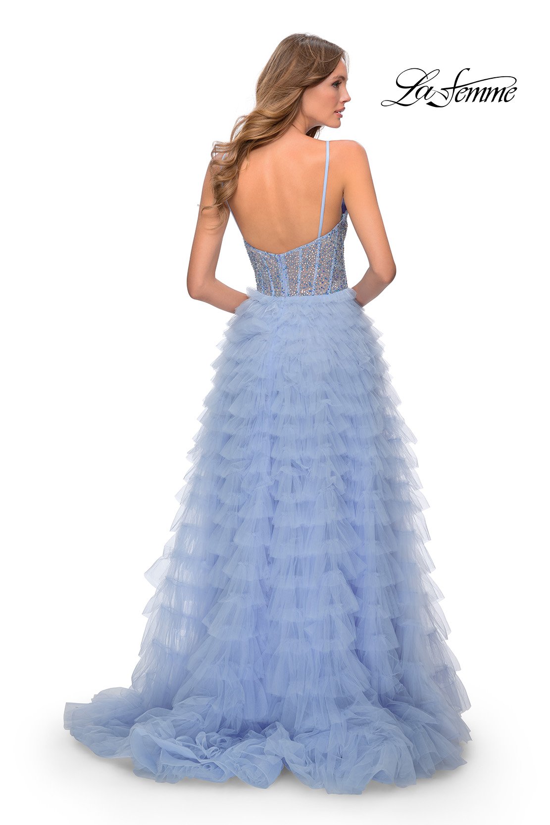 La Femme 28788 prom dress images.  La Femme 28788 is available in these colors: Lilac Mist, Mauve, Navy.