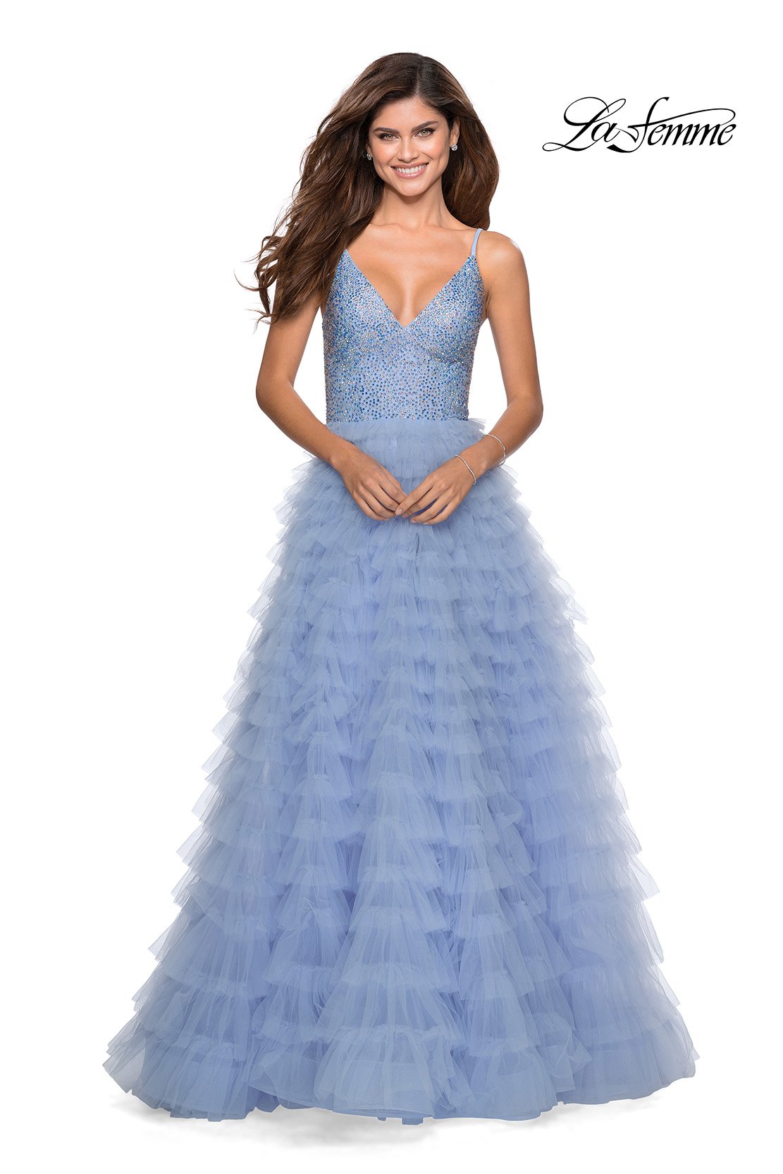 La Femme 28788 prom dress images.  La Femme 28788 is available in these colors: Lilac Mist, Mauve, Navy.