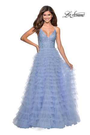La Femme 28788 prom dress images.  La Femme 28788 is available in these colors: Lilac Mist, Mauve, Navy.