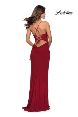 La Femme 28792 prom dress images.  La Femme 28792 is available in these colors: Black, Red.