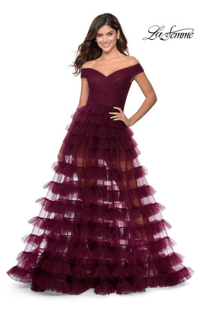 La Femme 28804 prom dress images.  La Femme 28804 is available in these colors: Black, Dark Berry.