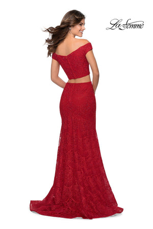 La Femme 28816 prom dress images.  La Femme 28816 is available in these colors: Red.