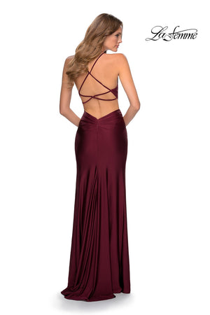 La Femme 28834 prom dress images.  La Femme 28834 is available in these colors: Dark Berry, Royal Blue.