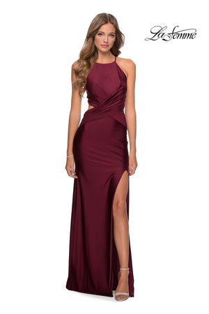 La Femme 28834 prom dress images.  La Femme 28834 is available in these colors: Dark Berry, Royal Blue.