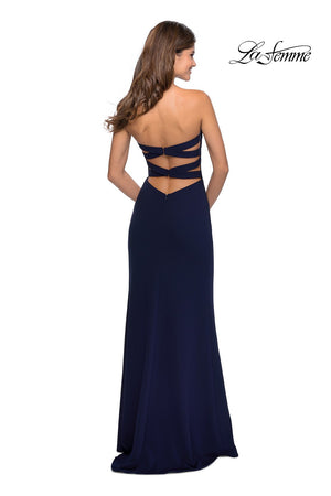 La Femme 28835 prom dress images.  La Femme 28835 is available in these colors: Navy, Wine.