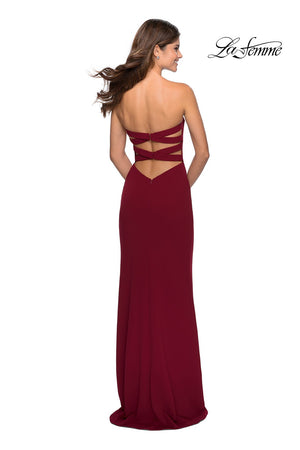 La Femme 28835 prom dress images.  La Femme 28835 is available in these colors: Navy, Wine.