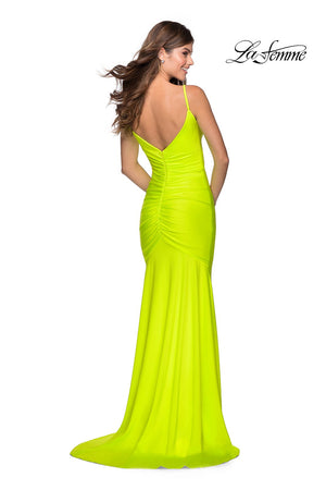 La Femme 28891 prom dress images.  La Femme 28891 is available in these colors: Neon Pink, Neon Yellow.