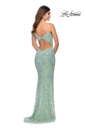 La Femme 28918 prom dress images.  La Femme 28918 is available in these colors: Mint.