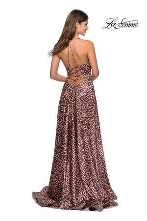 La Femme 28923 prom dress images.  La Femme 28923 is available in these colors: Leopard.