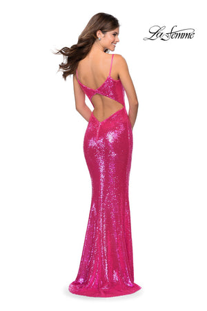 La Femme 28937 prom dress images.  La Femme 28937 is available in these colors: Neon Pink, Yellow.