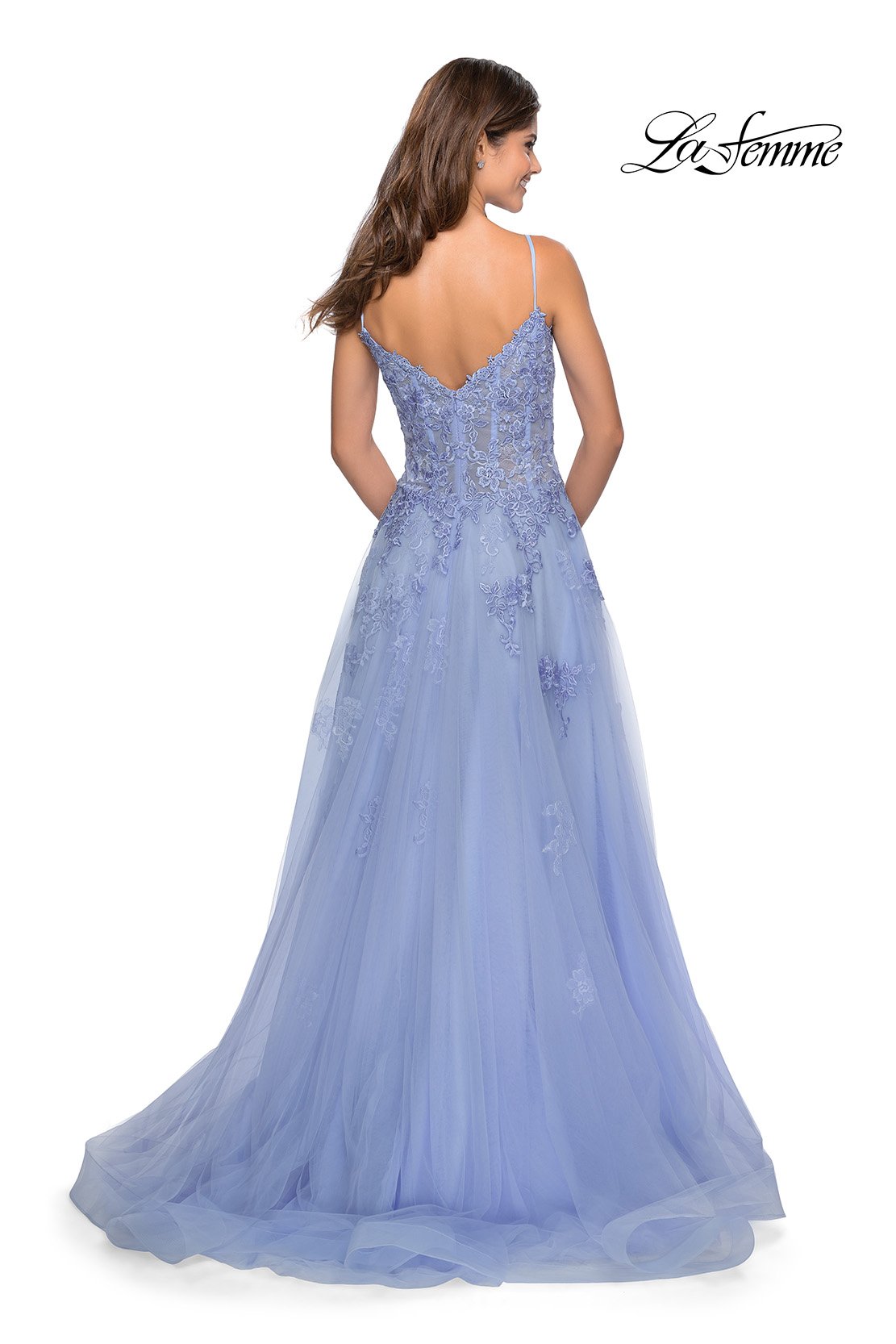 La Femme 28952 prom dress images.  La Femme 28952 is available in these colors: Lilac Mist, Pale Yellow.