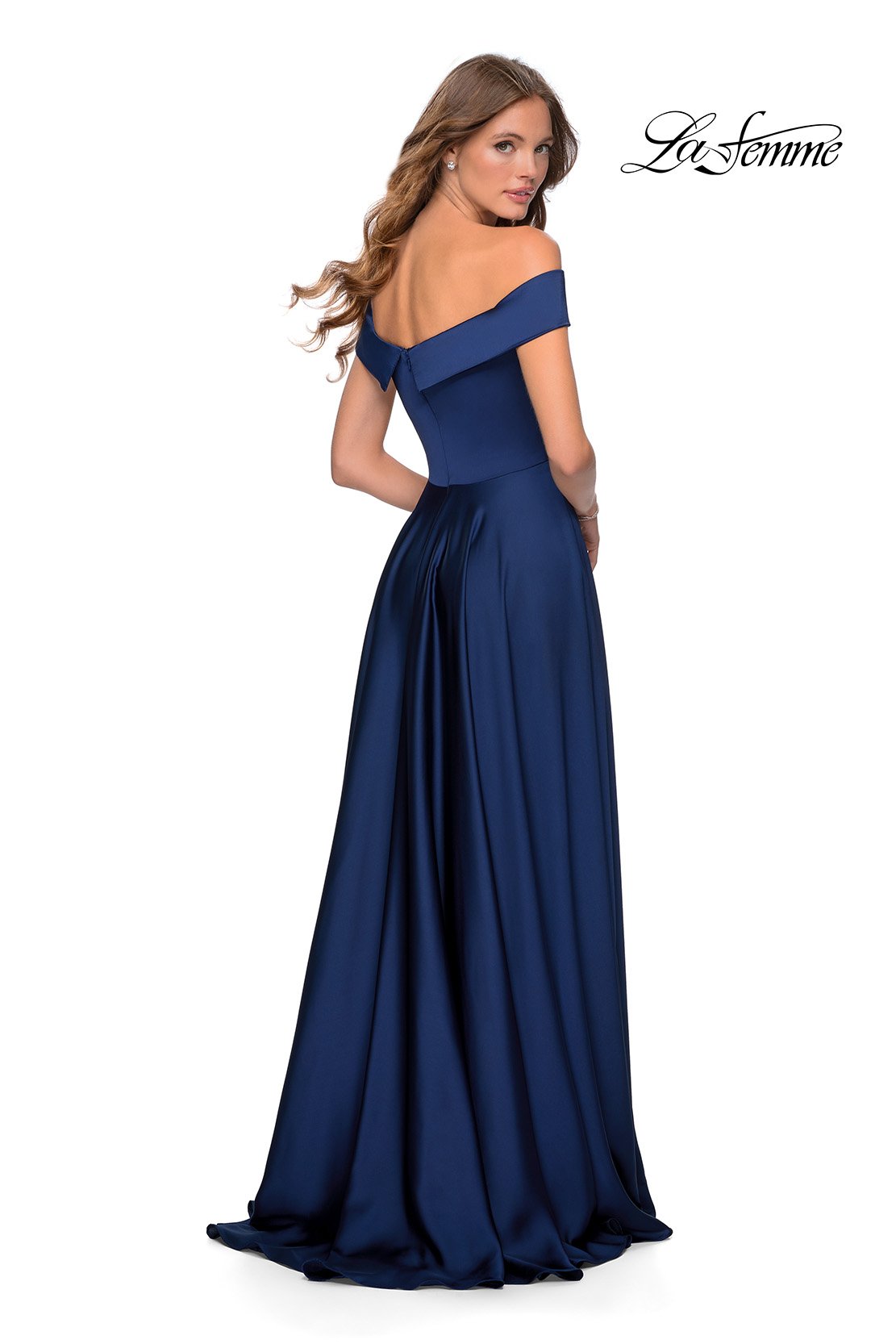 La Femme 28978 prom dress images.  La Femme 28978 is available in these colors: Black, Emerald, Navy, Wine.