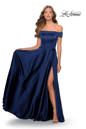 La Femme 28978 prom dress images.  La Femme 28978 is available in these colors: Black, Emerald, Navy, Wine.