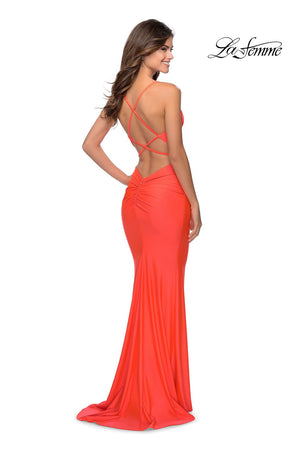 La Femme 29020 prom dress images.  La Femme 29020 is available in these colors: Neon Coral, Neon Pink, Neon Yellow.