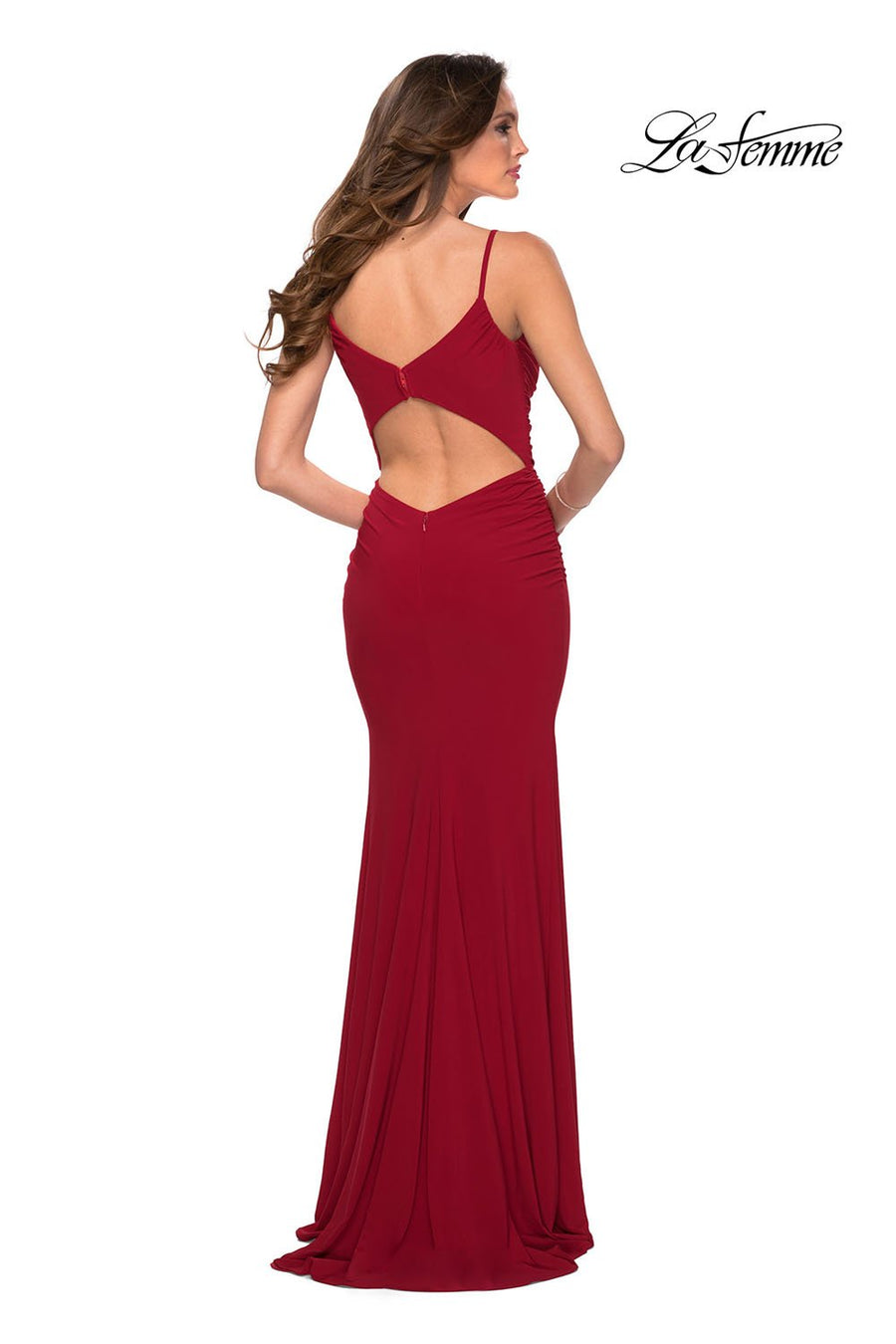 La Femme 29358 prom dress images.  La Femme 29358 is available in these colors: Black, Red.