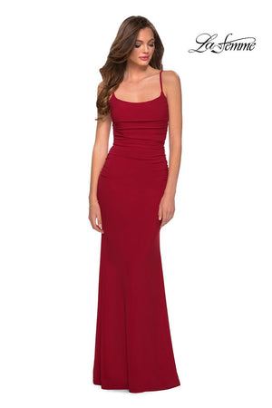 La Femme 29358 prom dress images.  La Femme 29358 is available in these colors: Black, Red.