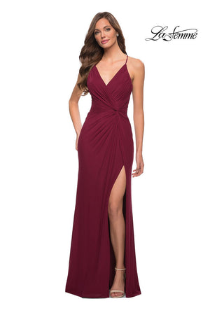 La Femme 29624 prom dress images.  La Femme 29624 is available in these colors: Black, Wine.