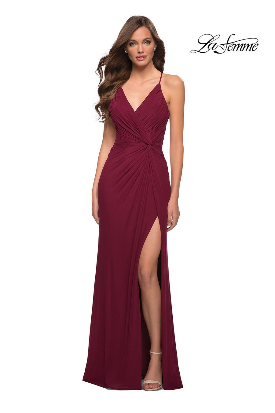 La Femme 29624 prom dress images.  La Femme 29624 is available in these colors: Black, Wine.