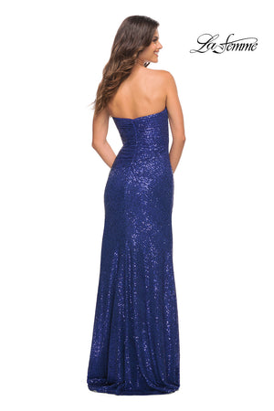 La Femme 29675 prom dress images.  La Femme 29675 is available in these colors: Champagne, Dark Berry, Emerald, Indigo, Silver, White.
