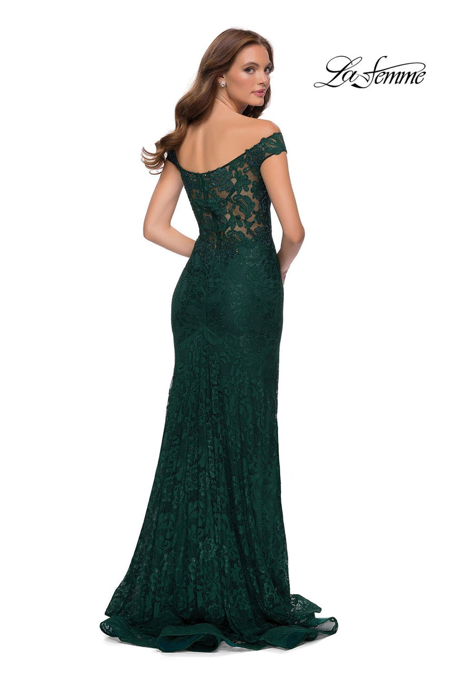 La Femme 29693 prom dress images.  La Femme 29693 is available in these colors: Black, Dark Berry, Emerald.