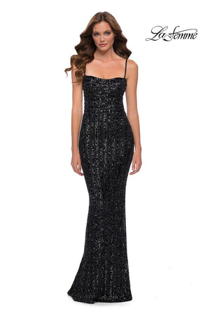 La Femme 29713 prom dress images.  La Femme 29713 is available in these colors: Black.