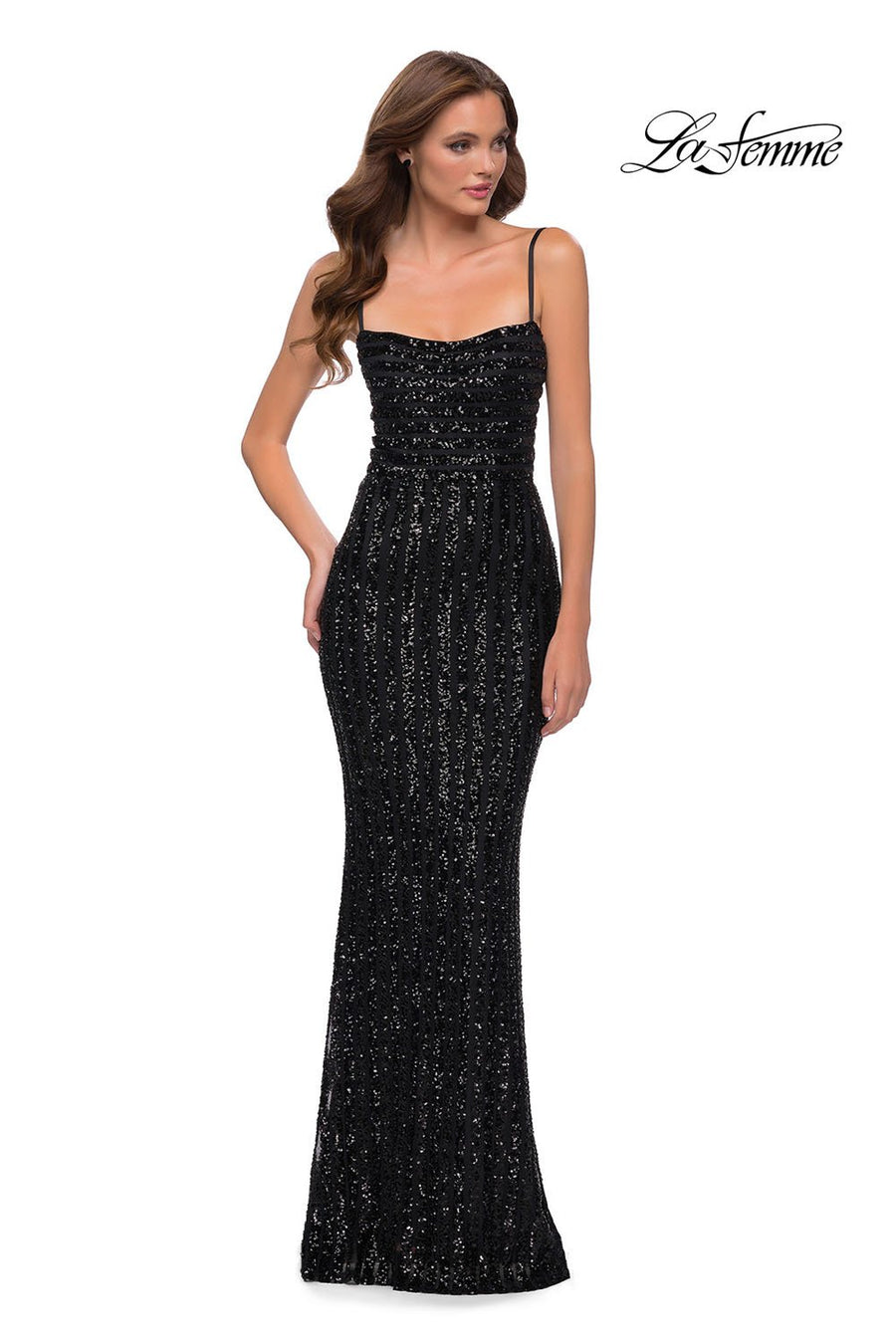 La Femme 29713 prom dress images.  La Femme 29713 is available in these colors: Black.