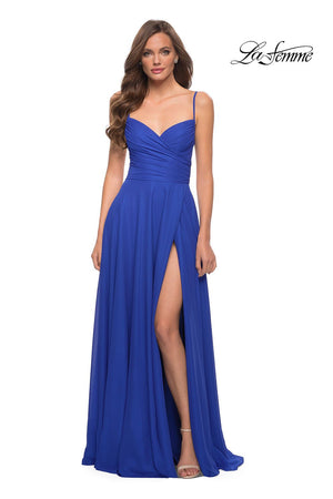 La Femme 29775 prom dress images.  La Femme 29775 is available in these colors: Blush, Royal Blue.