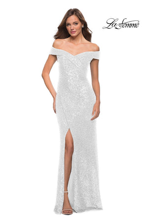 La Femme 29831 prom dress images.  La Femme 29831 is available in these colors: Black, Navy, Rose Gold, Silver, White.