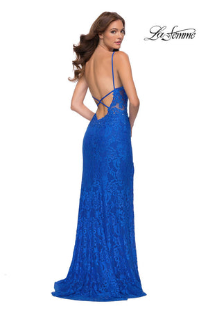 La Femme 29842 prom dress images.  La Femme 29842 is available in these colors: Pale Yellow, Royal Blue.